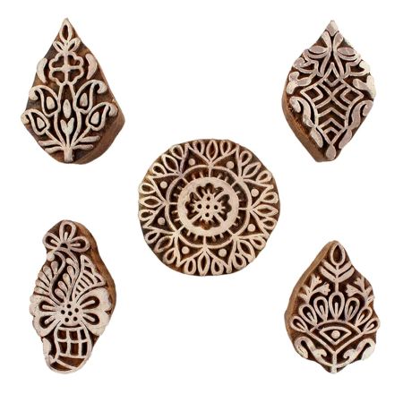 Set of 5 Piece New Mix Wooden Printing Blocks